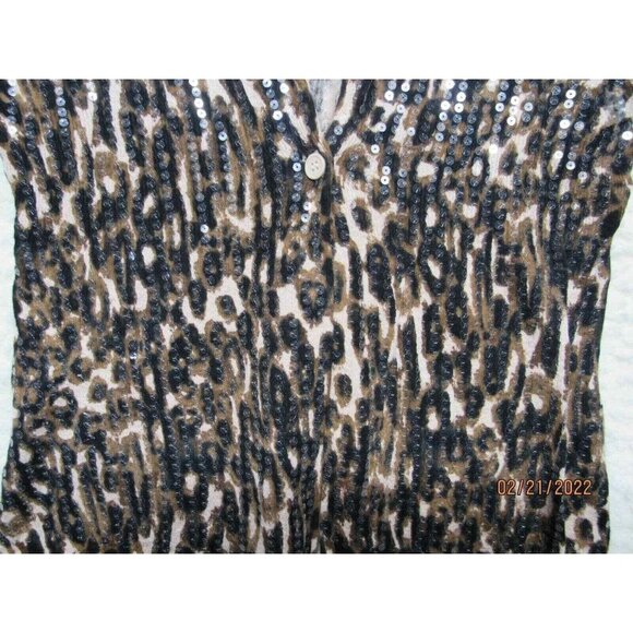 New York & Company Animal Print Sequin Blouse - Picture 3 of 6